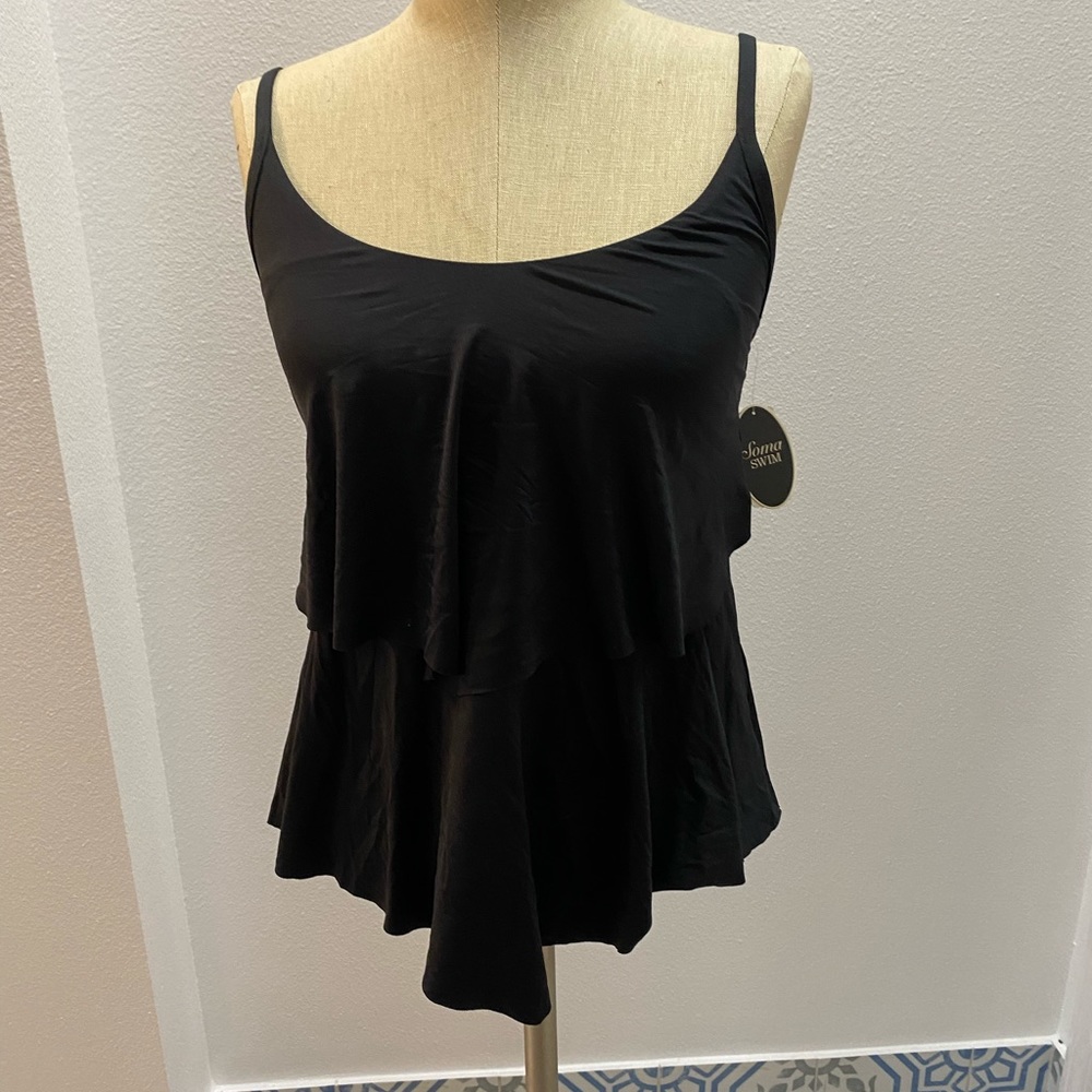 NWT Soma swim tiered Tankini black swim top size 8